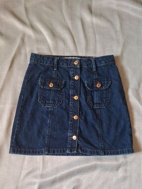 LC Waikiki Cargo Denim Mini Skirt Button Front Dark Wash US 4